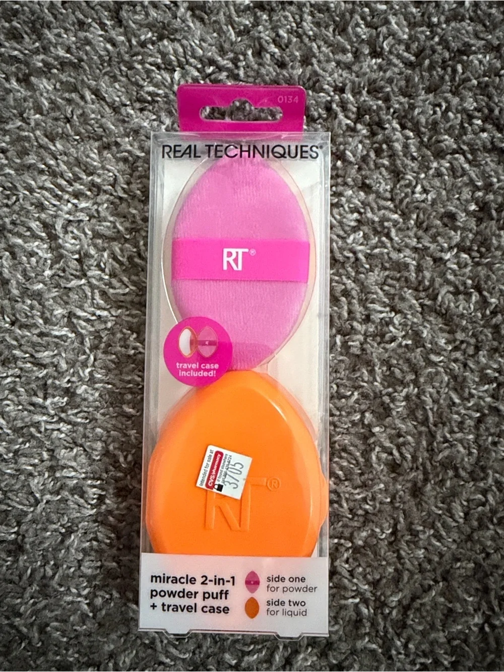 Real Techniques Pink Powder Puff and Orange Travel Case